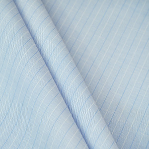 Light Blue & White Stripes Print Poplin Fabric MFM-30119 - TradeUNO