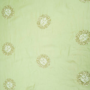 Mint Green floral cutdana embroidery Organza Fabric VFS-31534 - TradeUNO