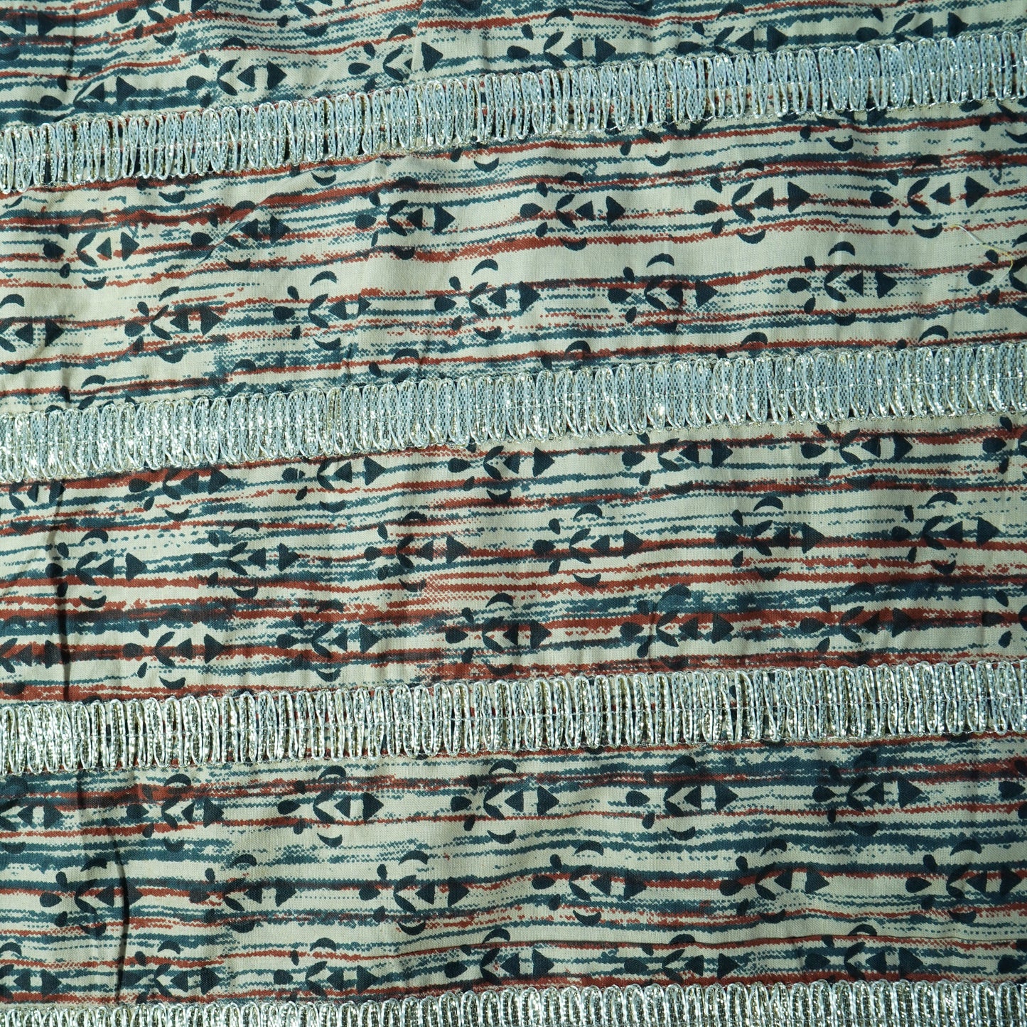 Dark Cream Abstract Print Gota Work Cambric Cotton