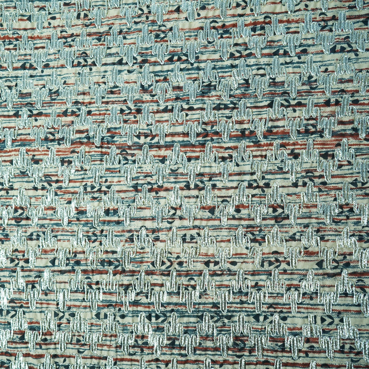 Dark Cream Traditional Print Gota Work Cambric Cotton