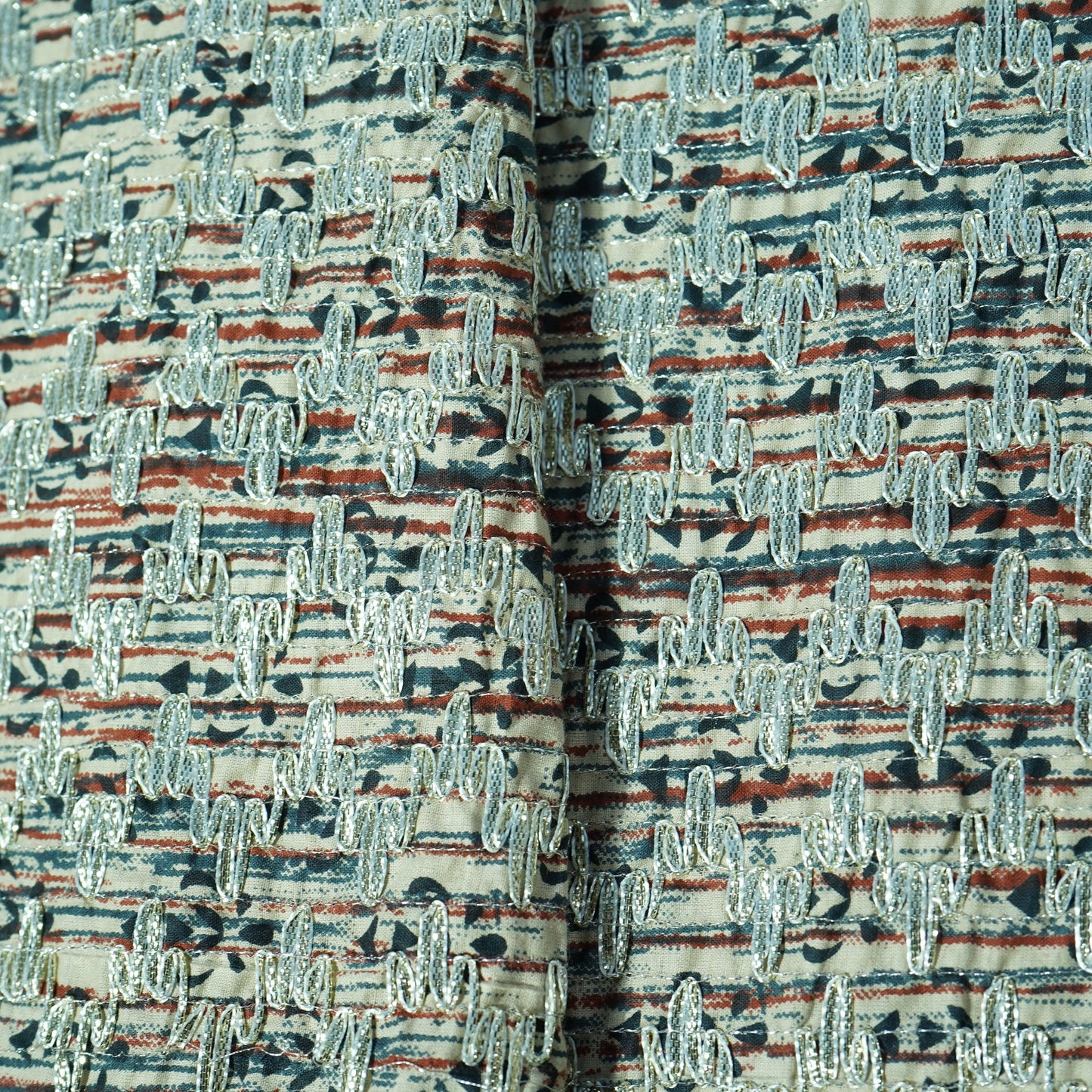 Dark Cream Traditional Print Gota Work Cambric Cotton