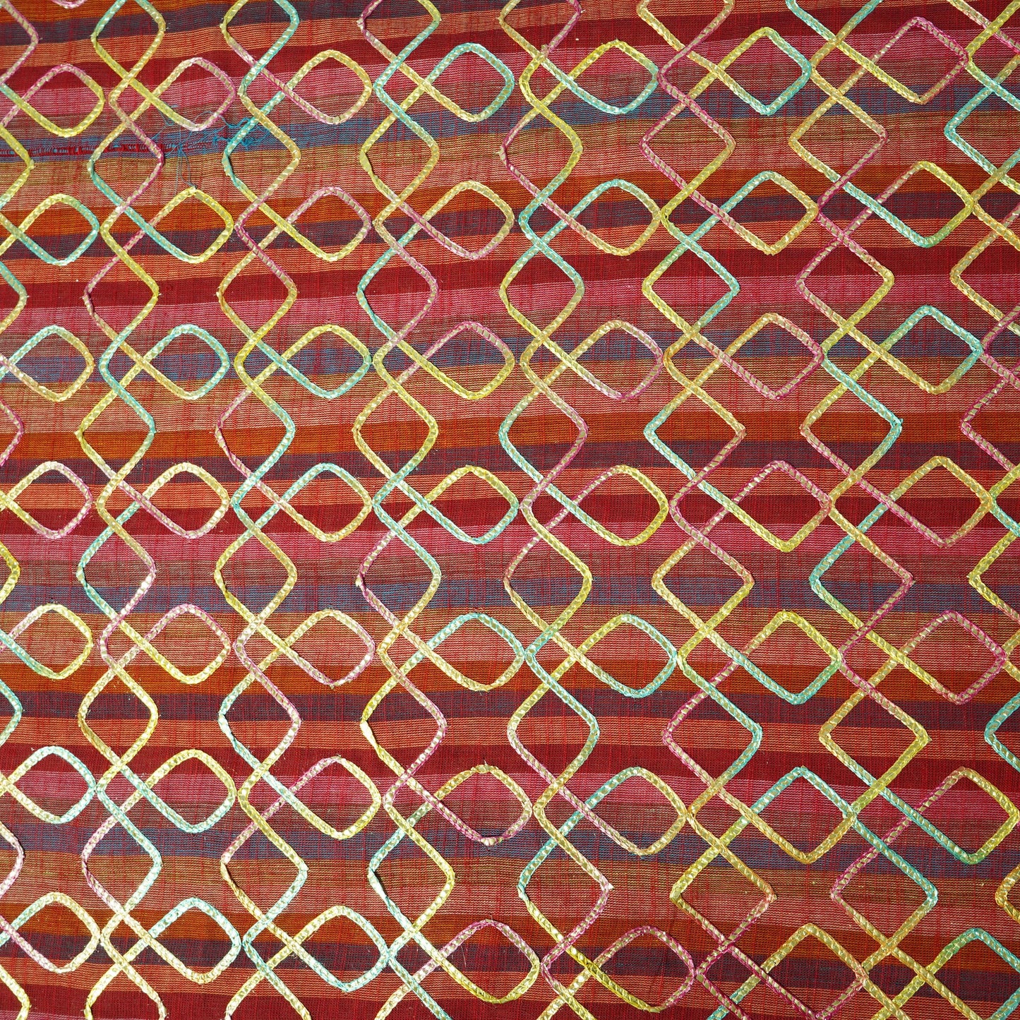 Red & Multicolor Gotta Work Sequence Embroidery Cotton
