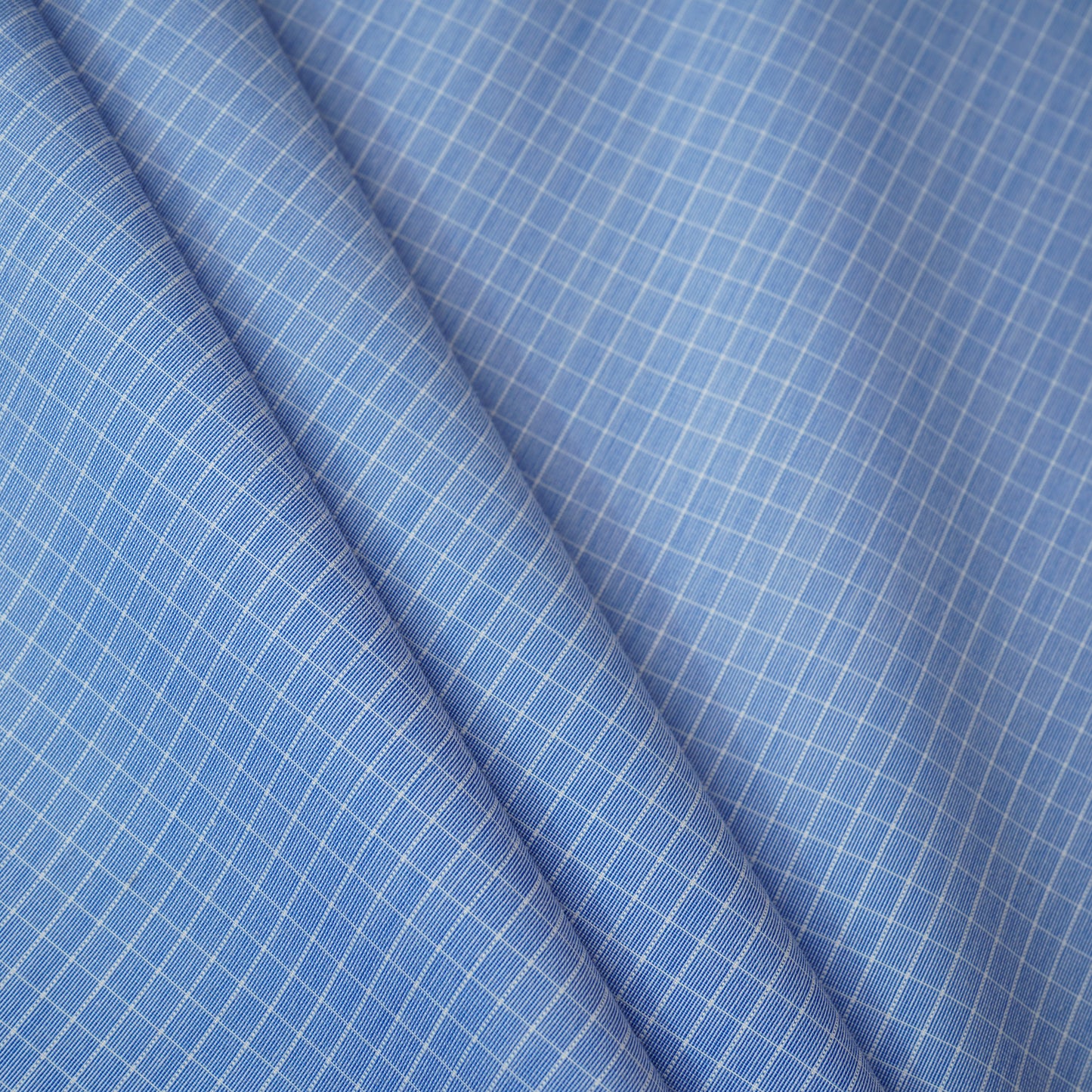 Blue & White Check Print Poplin Fabric MFM-30120