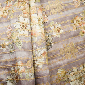 Ice Blue floral Jacquard print Raw Mango Silk Fabric CW-31593 - TradeUNO