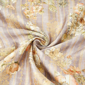 Ice Blue floral Jacquard print Raw Mango Silk Fabric CW-31593 - TradeUNO