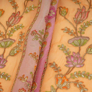 Magenta Pink with Multicolor Traditional embroidery Georgette Fabric NVC-31554 - TradeUNO