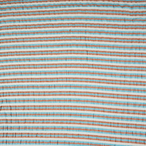Blue with Brown Stripes Seer sucker cotton Fabric RS-30205 - TradeUNO
