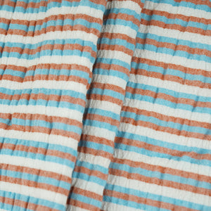 Blue with Brown Stripes Seer sucker cotton Fabric RS-30205 - TradeUNO