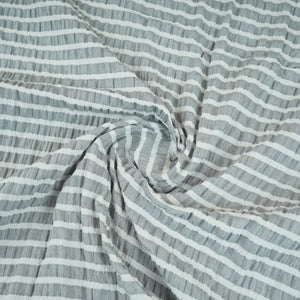 Grey with White Stripes Seer sucker Cotton Fabric RS-30204 - TradeUNO