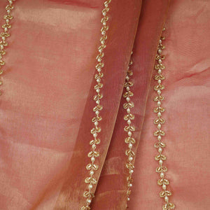 Magenta Pink Pearl Cutdana embroidery Kanjivaram Silk Fabric TFS-31788 - TradeUNO