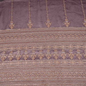 Purple Pearl Cutdana embroidery Kanjivaram Silk Fabric TFS-31787 - TradeUNO