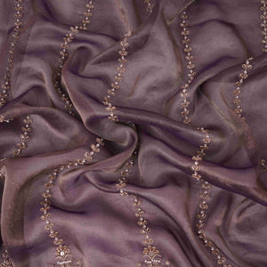 Purple Pearl Cutdana embroidery Kanjivaram Silk Fabric TFS-31787 - TradeUNO