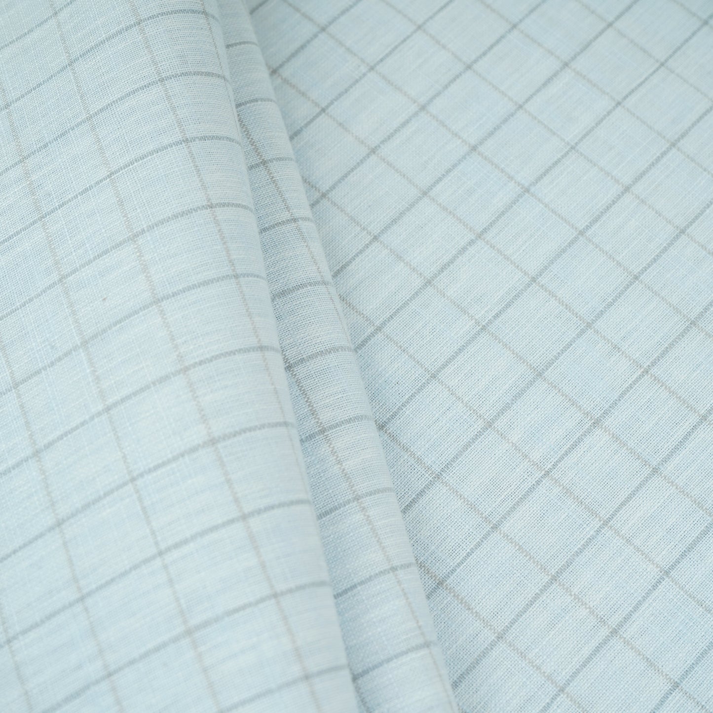 Blue Check Print Linen Fabric MFM-30129