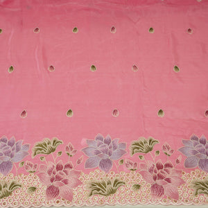 Pink Cutwork embroidery Crepe Fabric VFS-31651 - TradeUNO