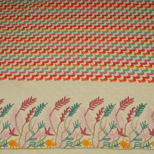Cream with Multicolor thread embroidery Linen Fabric SFG-31990 - TradeUNO