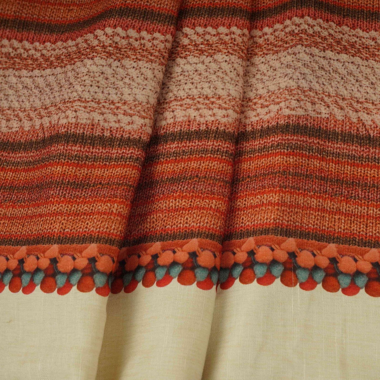 White with Multicolor thread embroidery Linen Fabric SFG-31989