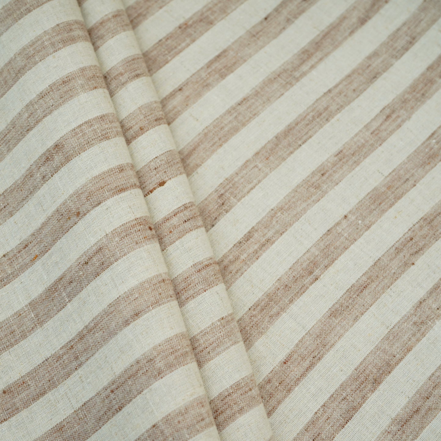 Brown & White Stripes Linen Fabric RS-30232