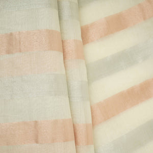 Off White with Multicolor stripes Chanderi Fabric CTF-31382 - TradeUNO