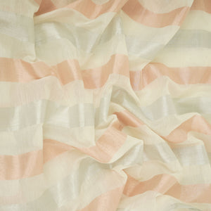 Off White with Multicolor stripes Chanderi Fabric CTF-31382 - TradeUNO