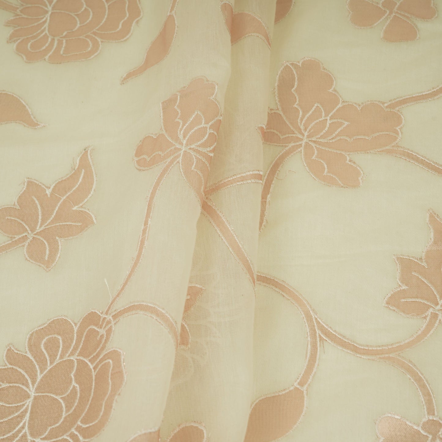 Off white Applique Work Chanderi Fabric CTF-31381