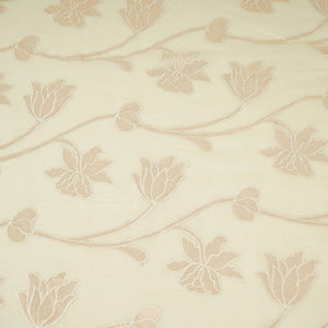Off white Applique Work Chanderi Fabric CTF-31380 - TradeUNO