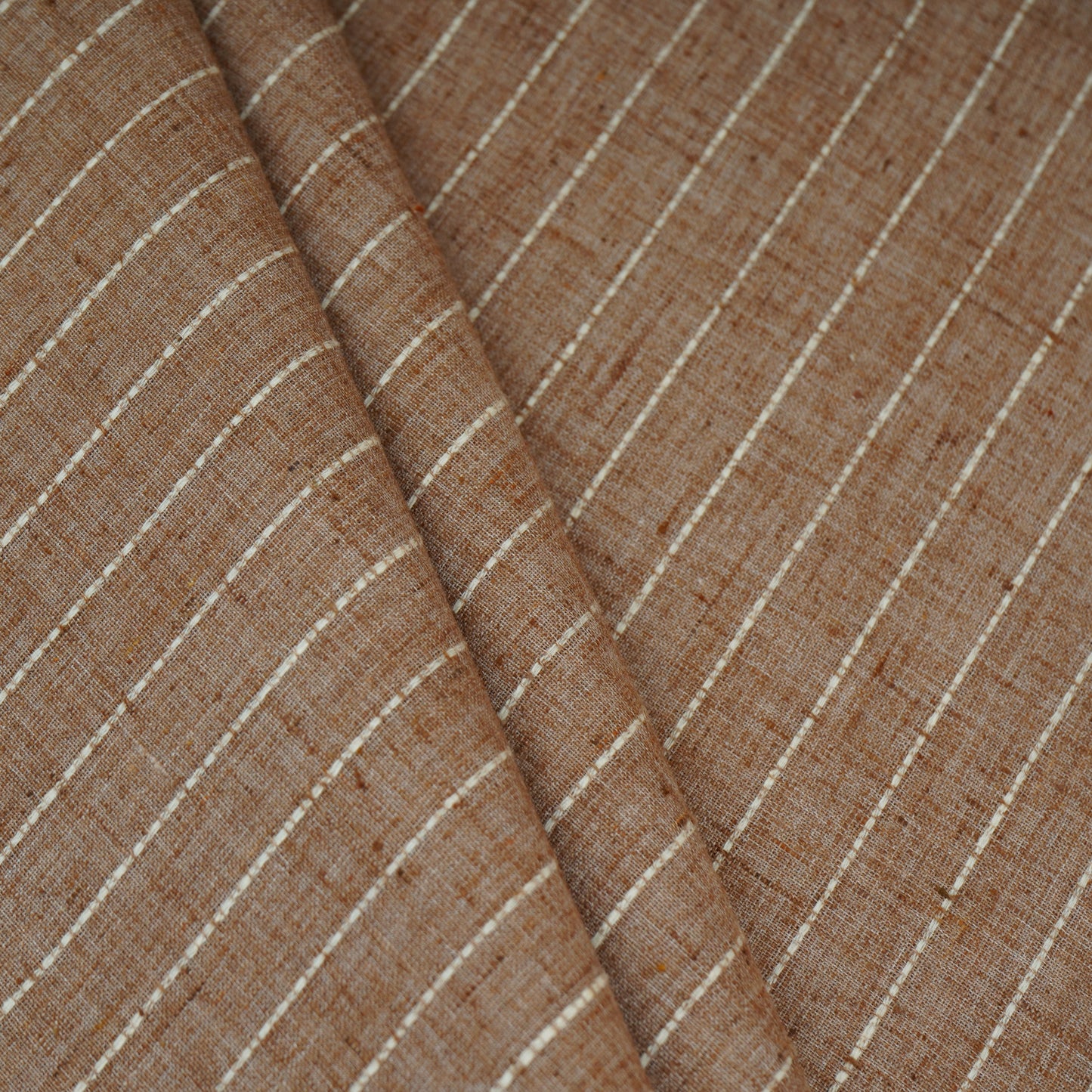 Brown with White Stripes Linen Fabric RS-30253