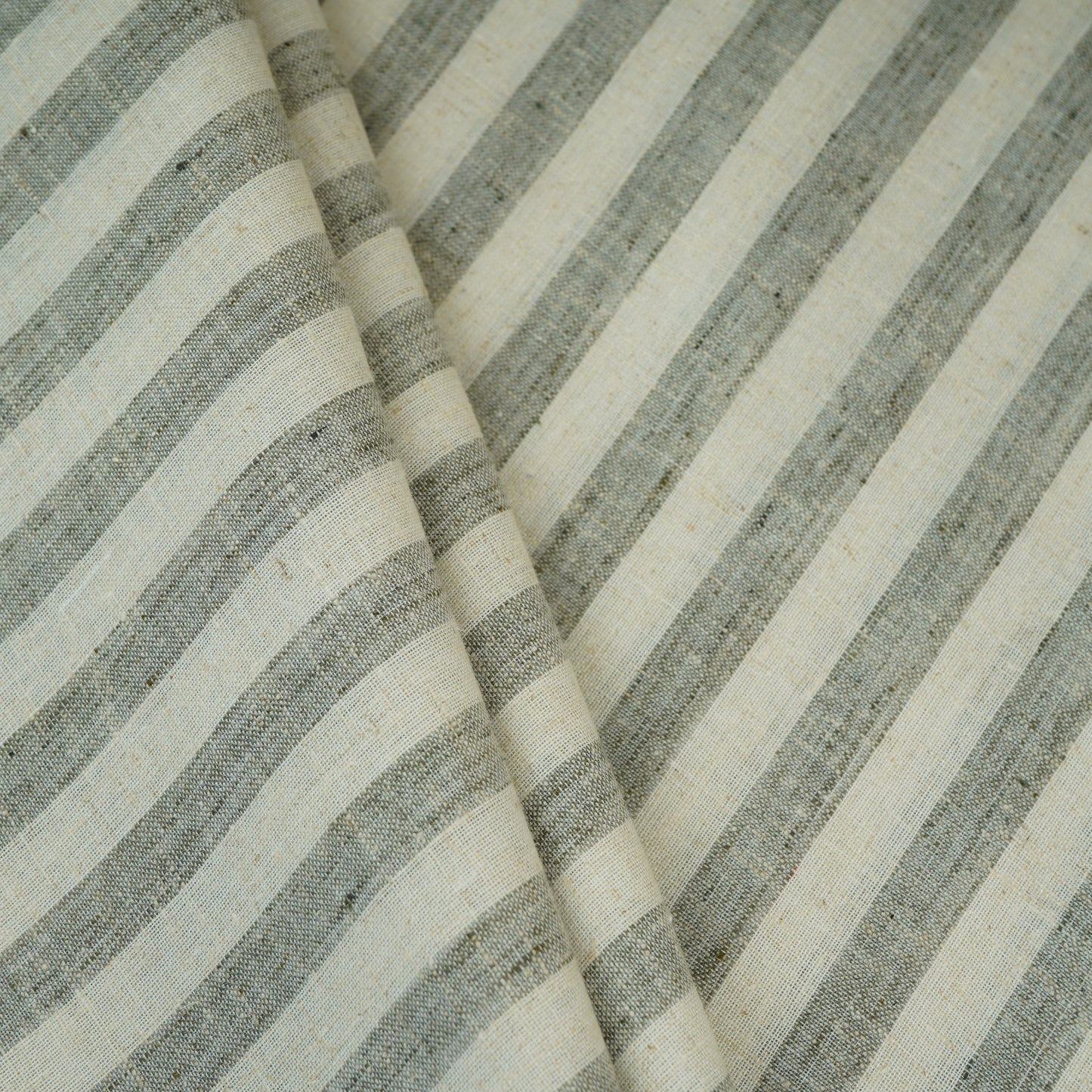 Green & White Stripes Linen Fabric RS-30233