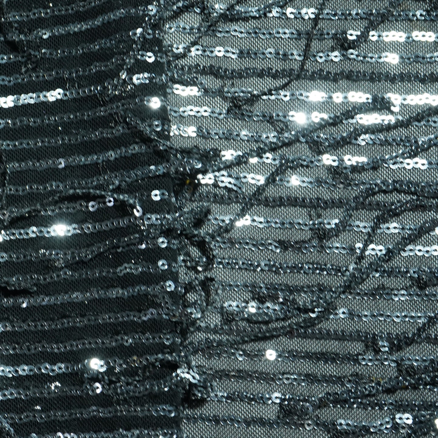 black with silver sequence embroidery net lycra fabric Net Fabric