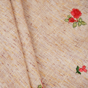 Beige Floral Embroidery South Cotton Fabric GTS-30271 - TradeUNO