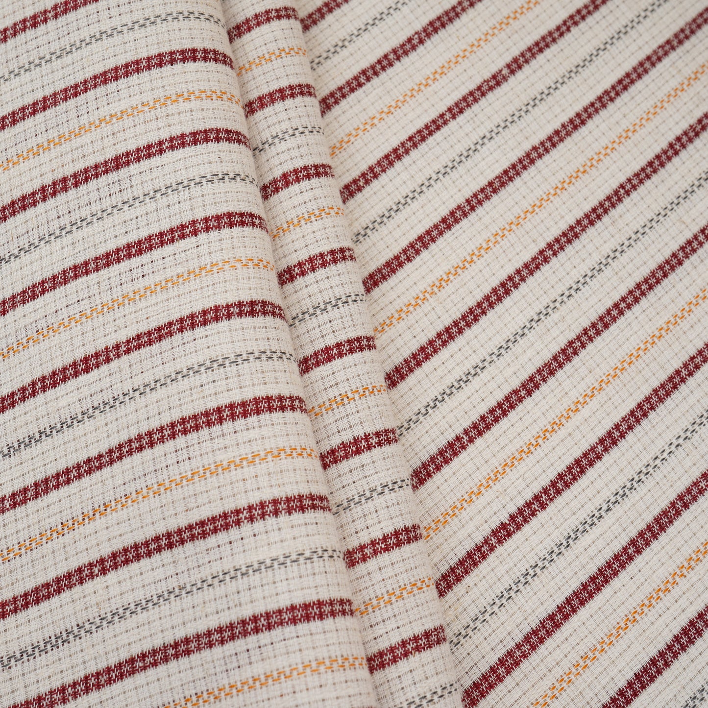 Maroon with White Stripes Linen Fabric RS-30225