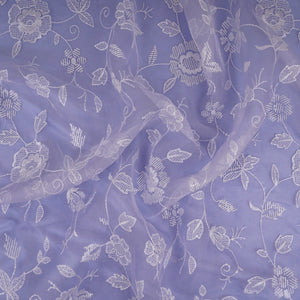 Blue floral jaal embroidery Pure 27gm Organza Fabric GPF-32094 - TradeUNO