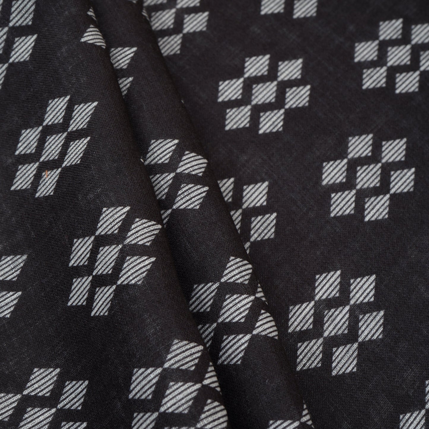 Black Abstract Print Cotton Linen Fabric GTS-30277