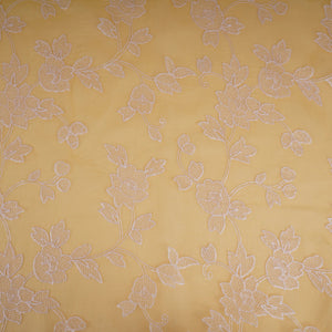 Yellow floral jaal embroidery Pure 27gm Organza Fabric GPF-32088 - TradeUNO