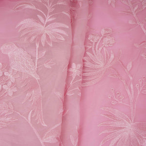 Pink Parsi thread embroidery Organza Fabric GPF-32101 - TradeUNO