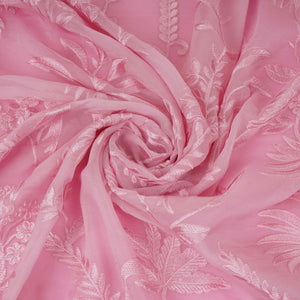 Pink Parsi thread embroidery Organza Fabric GPF-32101 - TradeUNO