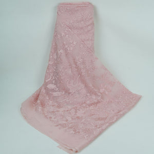 Baby Pink Parsi thread embroidery Organza Fabric GPF-32100 - TradeUNO