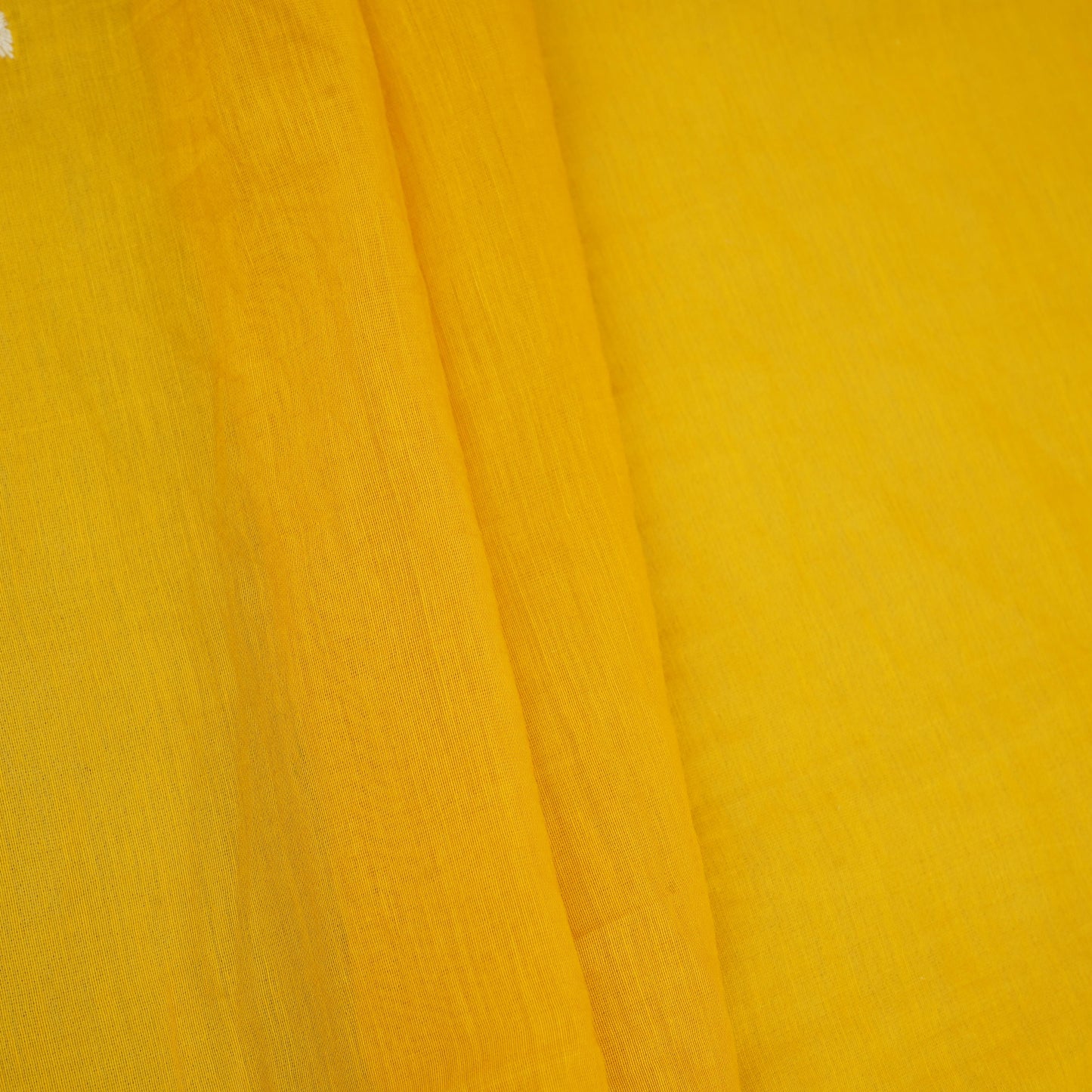 Mustard Yellow Floral Applique 3D work Mul Chanderi Fabric DC-30258