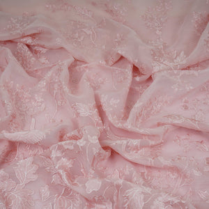 Baby Pink Parsi thread embroidery Organza Fabric GPF-32100 - TradeUNO
