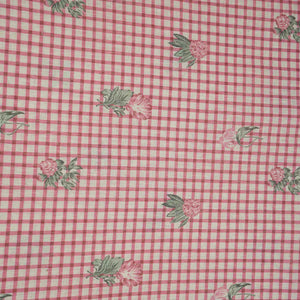 Pink floral Check print Linen Fabric DE-32130 - TradeUNO