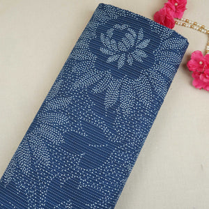 Blue Bandhani with Kantha Print Cotton Fabric OG-30299 - TradeUNO