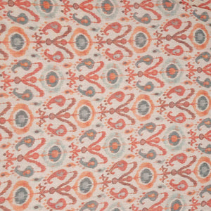 Off White with Red ikat print Linen Fabric DE-32128 - TradeUNO
