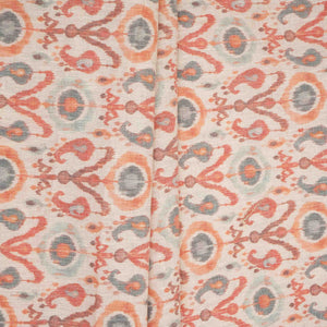 Off White with Red ikat print Linen Fabric DE-32128 - TradeUNO