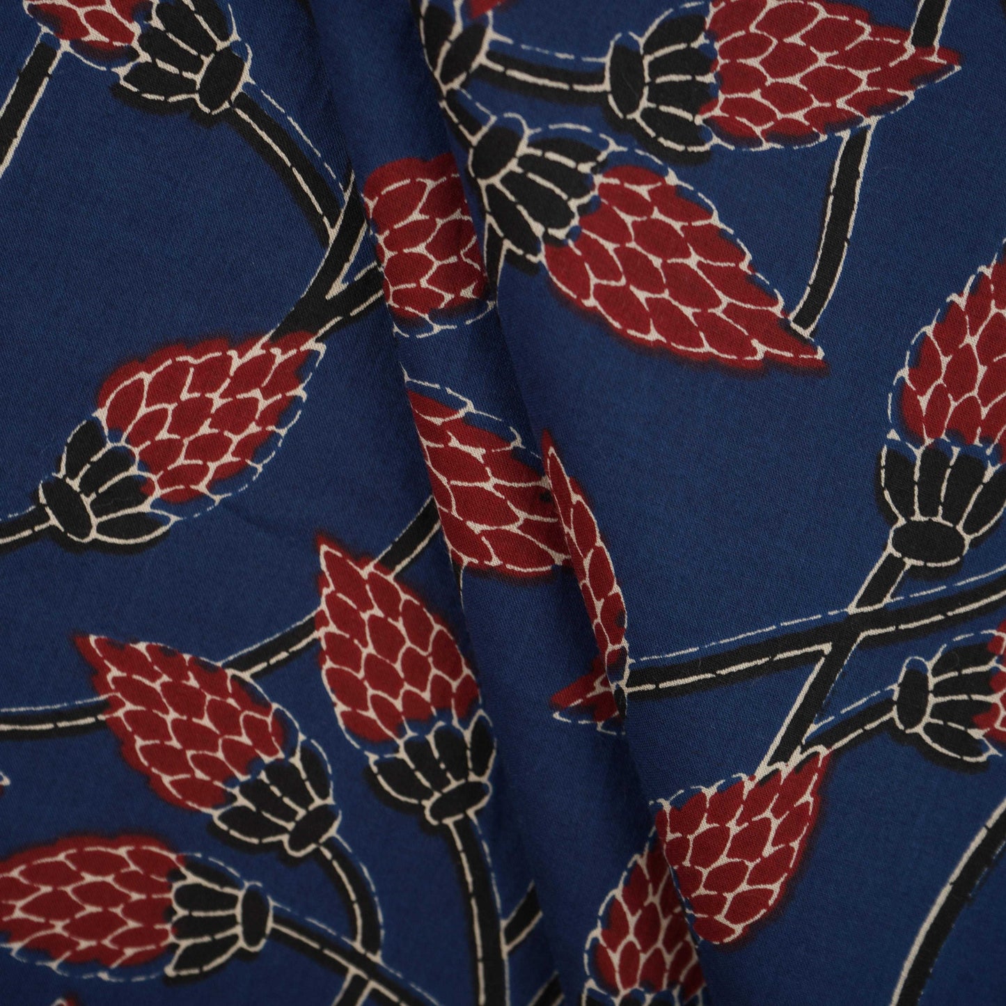 Blue Floral Print Cotton Fabric OG-30327