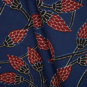 Blue Floral Print Cotton Fabric OG-30327 - TradeUNO