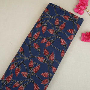 Blue Floral Print Cotton Fabric OG-30327 - TradeUNO