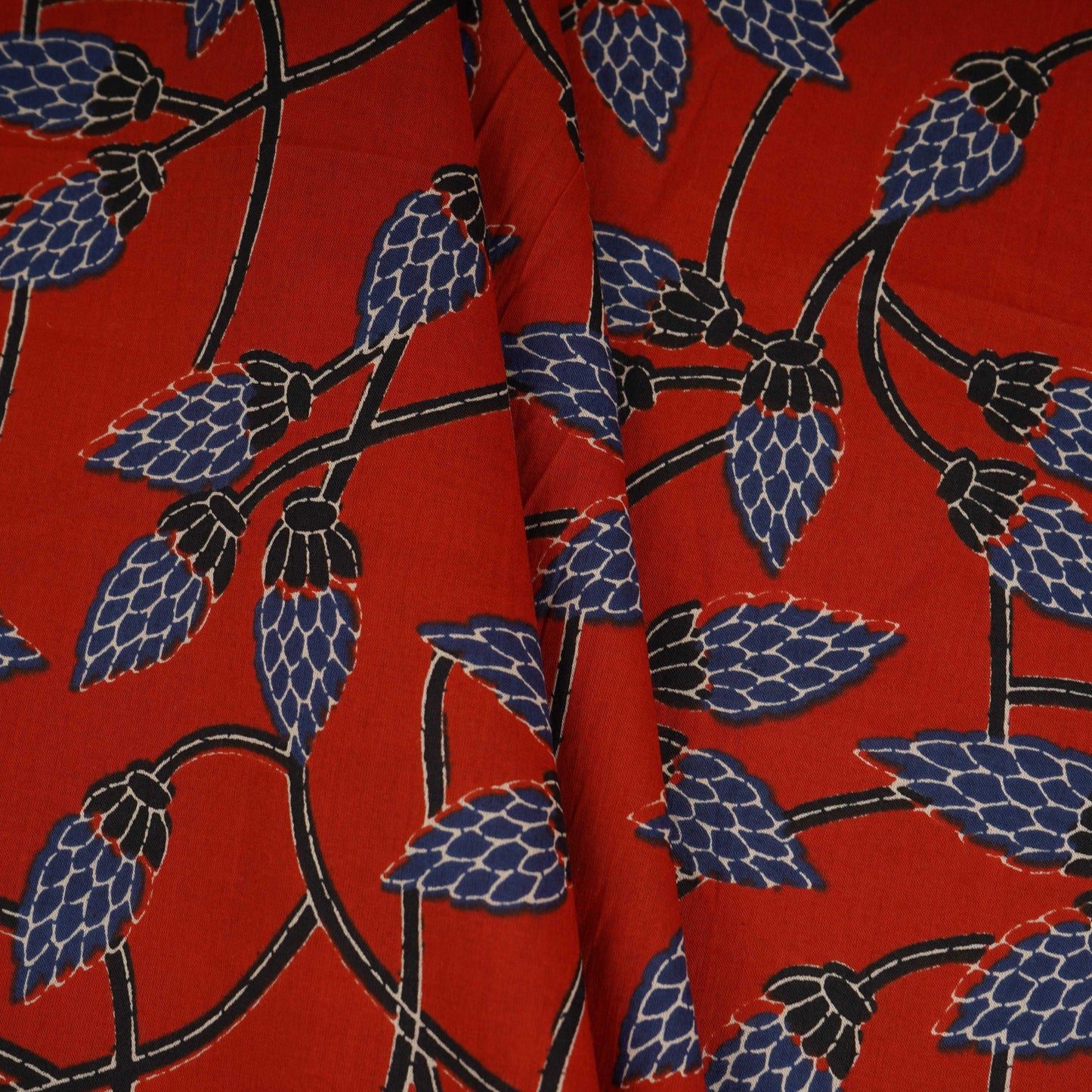 Red Floral Print Cotton Fabric OG-30329