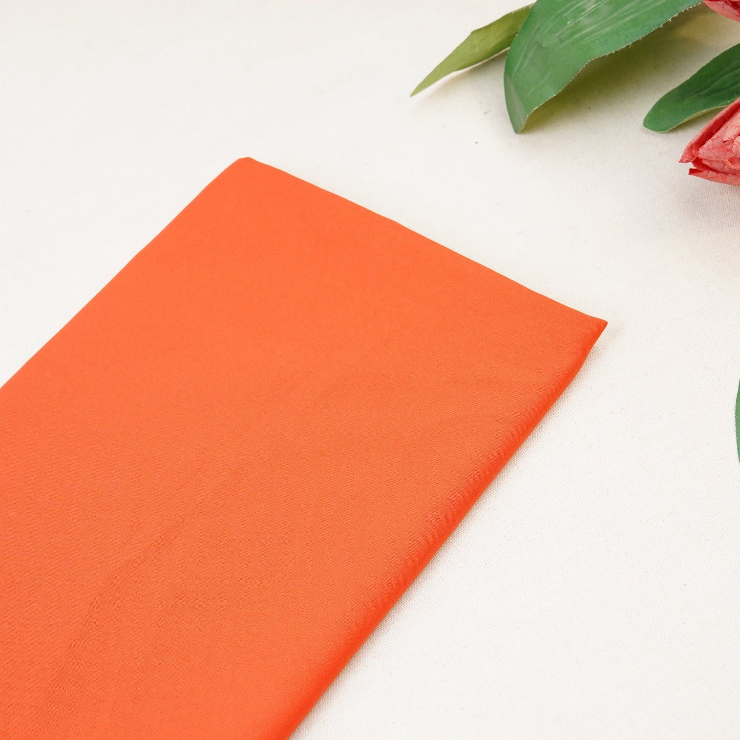 Apricot Orange Solid Malai Crepe Fabric 13176