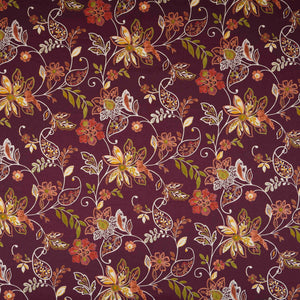 Purple Floral Print Cotton Fabric OG-30412 - TradeUNO