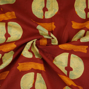Maroon Block Print Cotton Fabric OG-30418 - TradeUNO