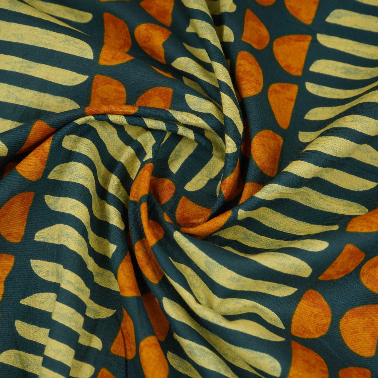 Blue Abstract Print Cotton Fabric OG-30421